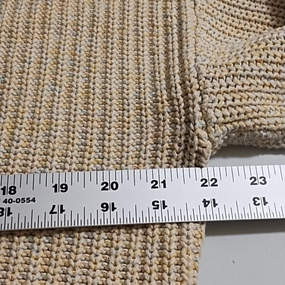 Yellow Pastels Natural 100% Cotton Crewneck Knit Sweater Oversized Small - Picture 4 of 9